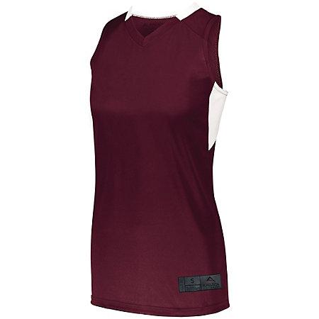 Ladies Step-Back Basketball Jersey Maroon/white Single & Shorts