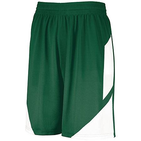 Pantalones cortos de baloncesto con paso atrás, verde oscuro / blanco, camiseta individual para adultos y