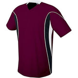 Camiseta de fútbol Helix para jóvenes granate / negro / blanco individual y pantalones cortos