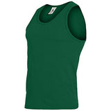 Camiseta sin mangas atlética de poliéster / algodón Camiseta y pantalones cortos de baloncesto para adultos de color verde oscuro