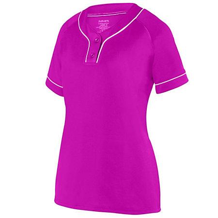 Girls Overpower Two-Button Jersey Power Pink/white Softball