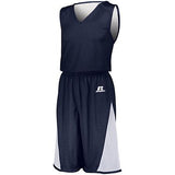 Pantalones cortos reversibles de una sola capa sin dividir Azul marino / blanco Camiseta de baloncesto para adultos y