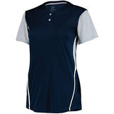 Ladies Performance Two-Button Color Block Jersey Navy/baseball Grey Softball