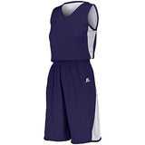 Ladies Undivided Single Ply Reversible Shorts Purple/white Basketball Jersey &