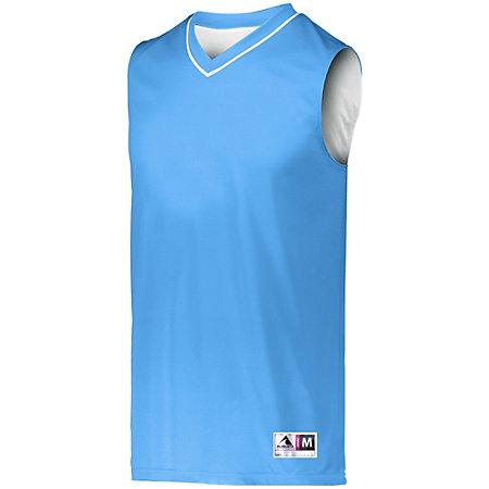 Jersey reversible de dos colores Columbia Azul / blanco Baloncesto adulto individual y pantalones cortos