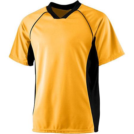 Camiseta de fútbol juvenil Wicking Single & Shorts dorado / negro
