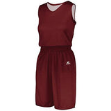 Ladies Undivided Solid Single-Ply Reversible Jersey Cardinal/white Basketball Single & Shorts