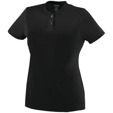 Ladies Wicking Two-Button Jersey Black Softball