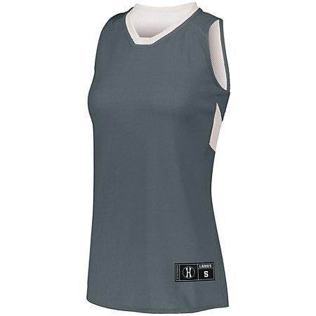 Ladies Dual-Side Single Ply Basketball Jersey Graphite/white & Shorts