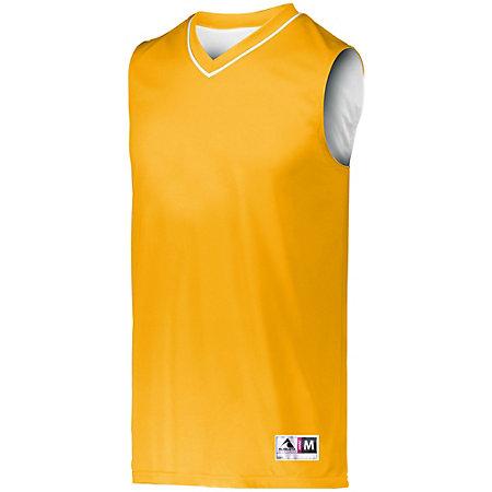 Jersey reversible de dos colores dorado / blanco Baloncesto individual y pantalones cortos para adultos