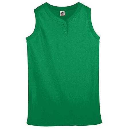Girls Sleeveless Two-Button Softball Jersey Kelly