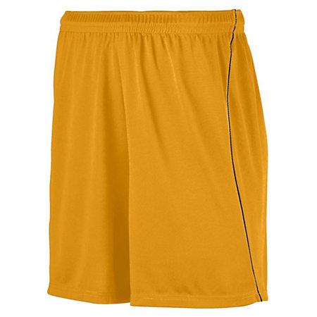 Youth Wicking Soccer Shorts With Piping Gold/black Single Jersey &