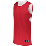Youth Dual-Side Single Ply Basketball Jersey Scarlet/white & Shorts