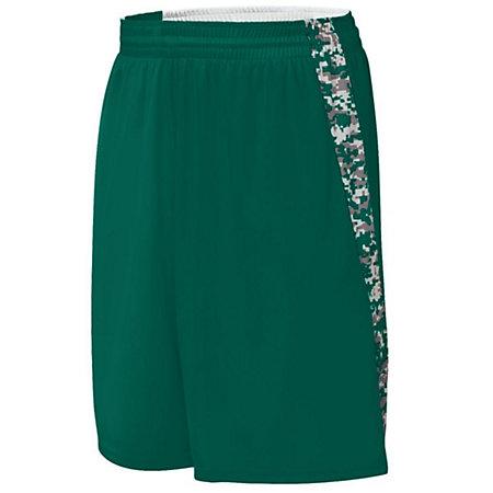 Pantalones cortos reversibles Hook Shot para jóvenes verde oscuro / verde oscuro Camiseta única de baloncesto Digi y