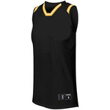 Ladies Retro Basketball Jersey Black/light Gold/white Single & Shorts