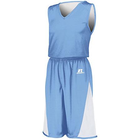 Pantalones cortos reversibles de una sola capa sin dividir Columbia Azul / blanco Camiseta de baloncesto para adultos y