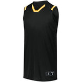 Camiseta de baloncesto retro para jóvenes Negro / dorado claro / blanco Individual y pantalones cortos