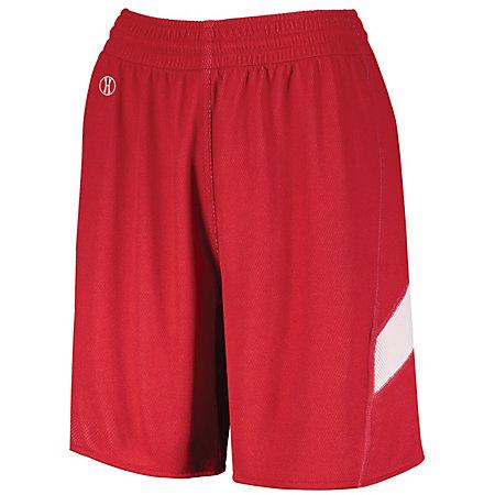 Pantalones cortos de una sola capa de doble cara para mujer Jersey de baloncesto escarlata / blanco y