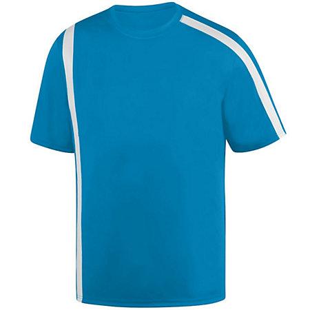 Tercera equipación de ataque juvenil azul eléctrico / blanco individual fútbol y pantalones cortos