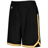 Shorts de baloncesto retro para mujer Negro / dorado claro / blanco Camiseta sencilla y