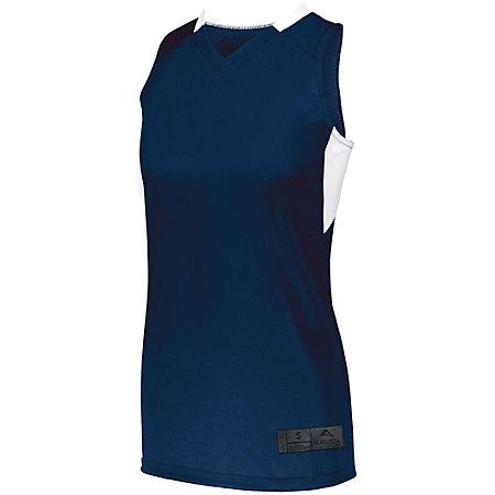 Ladies Step-Back Basketball Jersey Navy/white Single & Shorts