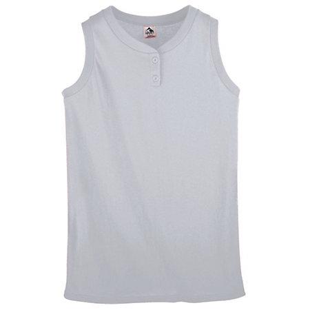 Girls Sleeveless Two-Button Softball Jersey Ash