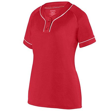 Girls Overpower Two-Button Jersey Red/white Softball