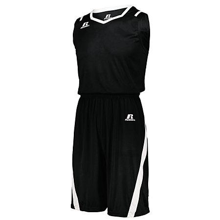 Camiseta de corte atlético negro / blanco para baloncesto adulto individual y pantalones cortos