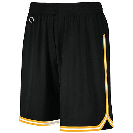 Retro Basketball Shorts Black/light Gold/white Adult Single Jersey &