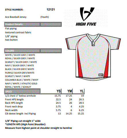 Youth Ace Two-Button Jersey Baseball